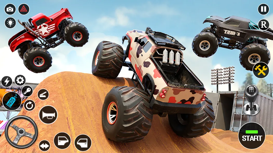 Скачать взлом Fearless US Monster Truck Game на Андроид — Много денег — скриншот 3 Скачать взлом Fearless US Monster Truck Game на Андроид — Много денег — скриншот 3