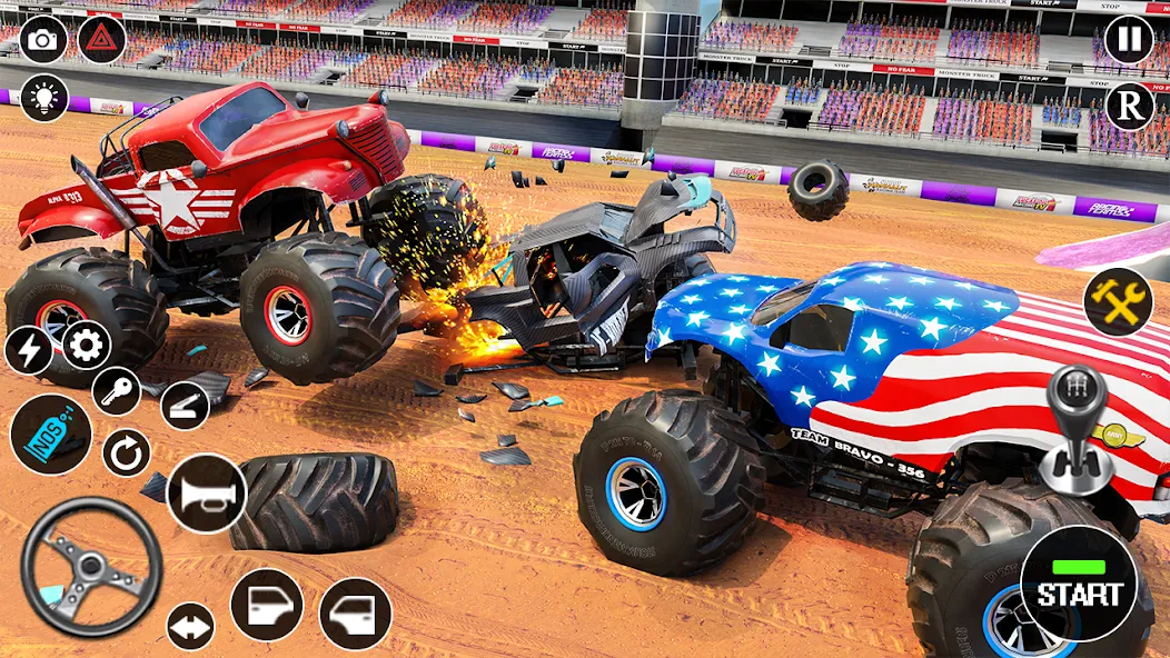Скачать взлом Fearless US Monster Truck Game на Андроид — Много денег — скриншот 4 Скачать взлом Fearless US Monster Truck Game на Андроид — Много денег — скриншот 4
