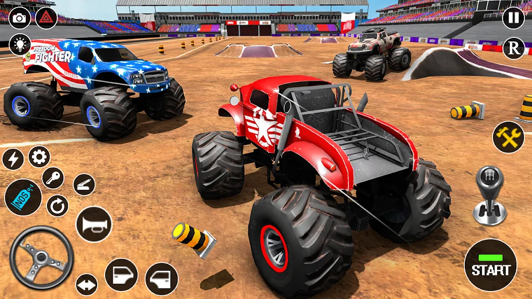 Скачать взлом Fearless US Monster Truck Game на Андроид — Много денег — скриншот 5