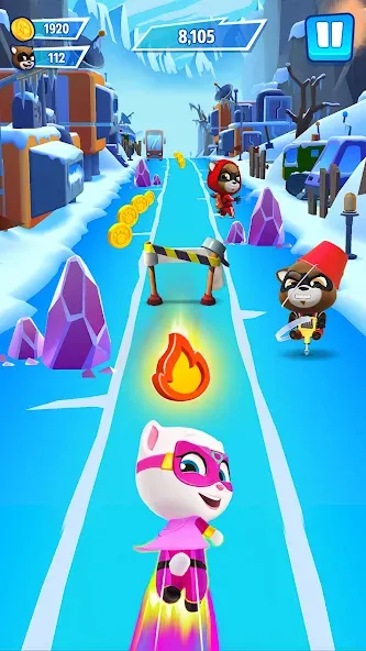 Talking Tom Hero Dash (Мод Много денег и кристаллов) — скриншот 4