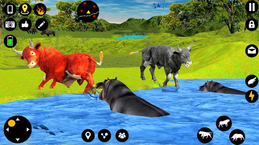 Angry Bull Attack Fight Games MOD APK на Android — Много денег — скриншот 4