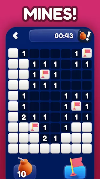 Minesweeper Bomb Mines Game MOD — Бесконечные подсказки на Андроид — скриншот 1
