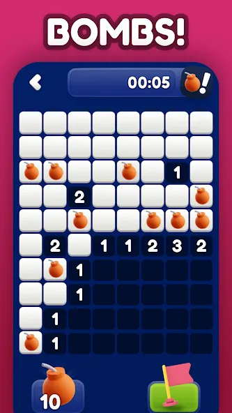 Minesweeper Bomb Mines Game MOD — Бесконечные подсказки на Андроид — скриншот 3