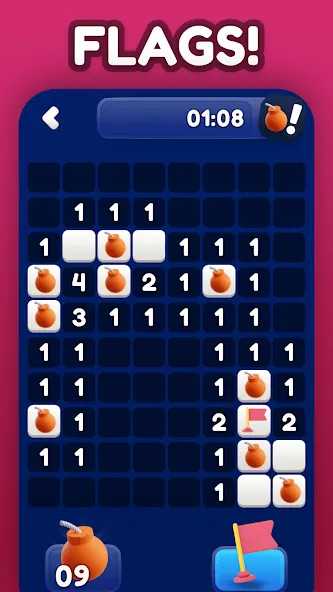 Minesweeper Bomb Mines Game MOD — Бесконечные подсказки на Андроид — скриншот 4