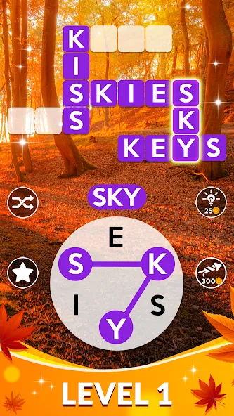 Скачать Wordscapes на Android — Много денег и подсказок — скриншот 1