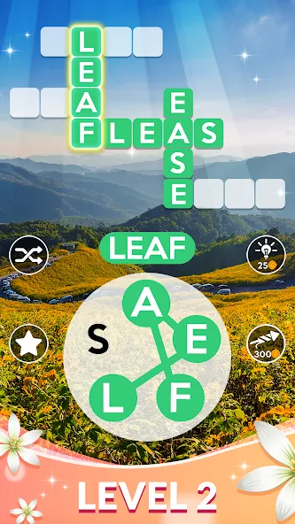 Скачать Wordscapes на Android — Много денег и подсказок — скриншот 2