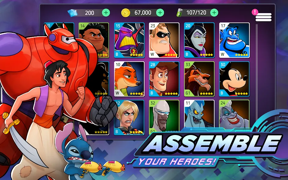 Disney Heroes: Battle Mode (Мод Много денег и бессмертие) — скриншот 3