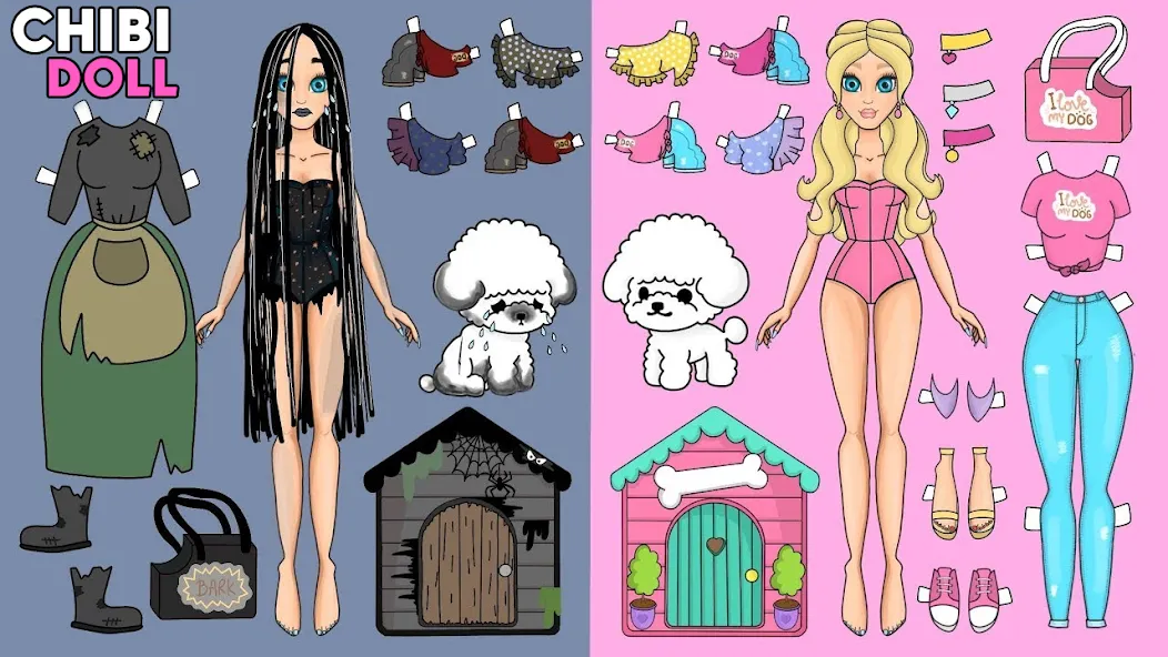 Chibi Dolls Dress Up Games — Взломанная версия (Все открыто) — скриншот 1