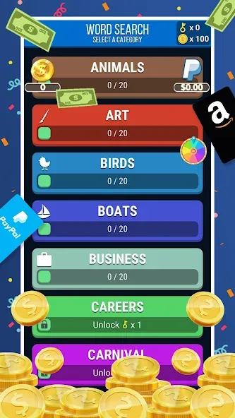 Make Money: Word Search на Андроид — Много денег — скриншот 1