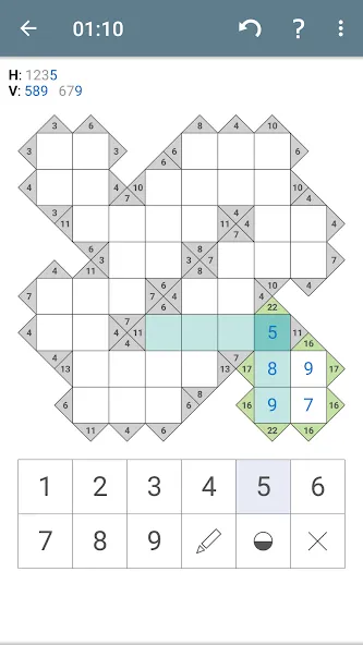 Kakuro (Cross Sums) (Мод Отключена реклама) — скриншот 1