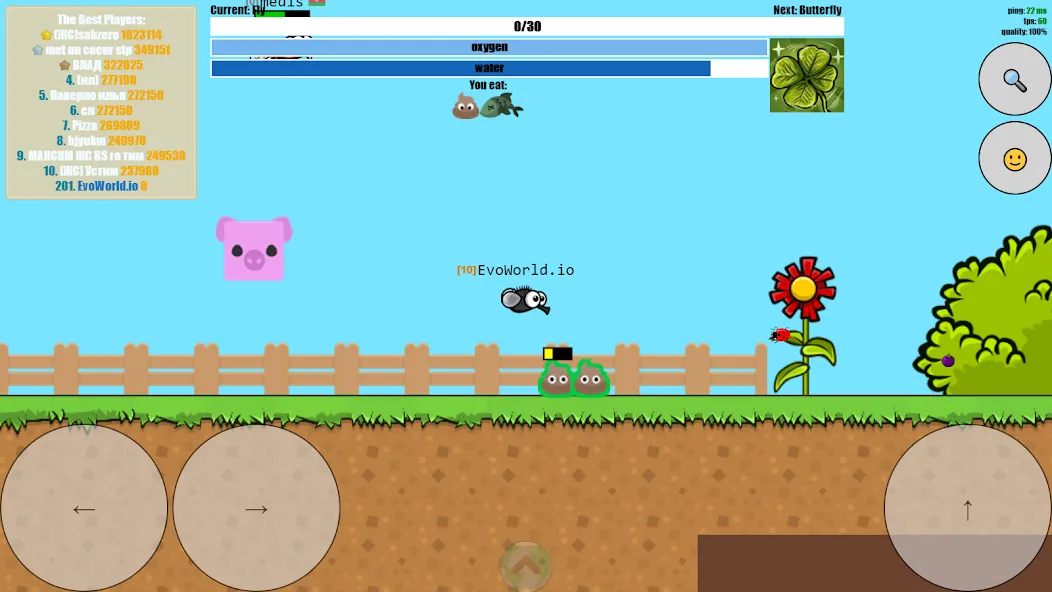 EvoWorld.io MOD APK на Android — Бессмертие и бесконечный опыт — скриншот 1