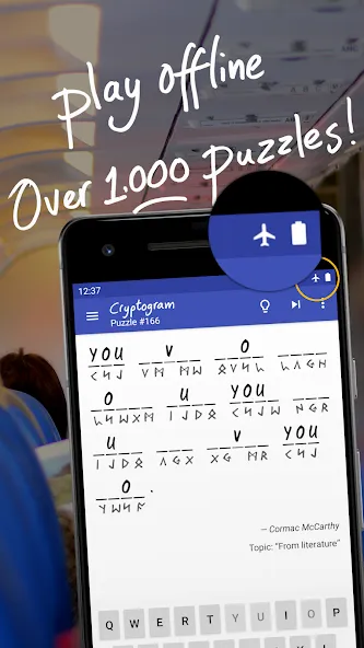 Скачать Cryptogram - puzzle quotes на Андроид — Все подсказки разблокированы — скриншот 3