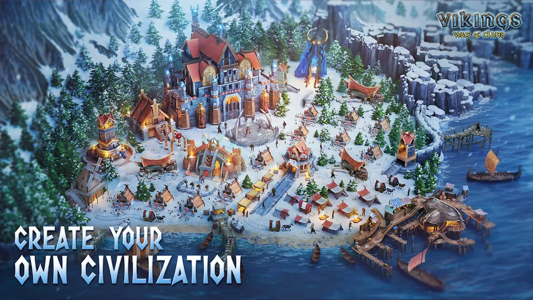 Vikings: War of Clans — Взломанная версия (Много золота и ресурсов) — скриншот 1