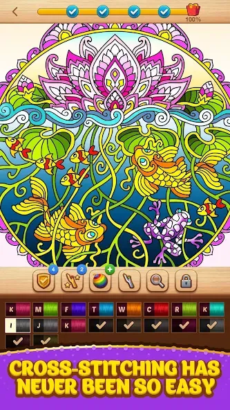 Скачать Cross Stitch Coloring Mandala — Модификация Много денег — скриншот 2