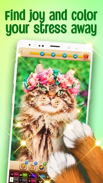 Взломанная Cross-Stitch: Coloring Book на Андроид — Много денег — скриншот 2