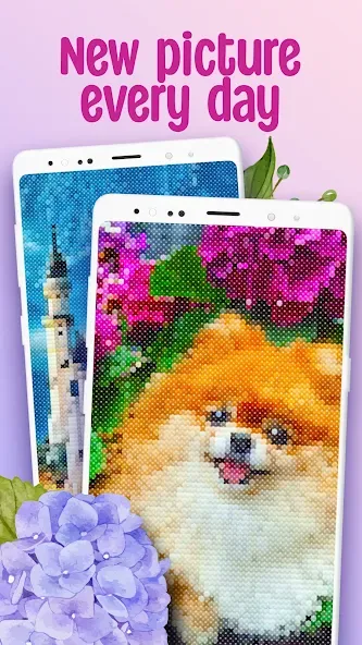 Взломанная Cross-Stitch: Coloring Book на Андроид — Много денег — скриншот 3