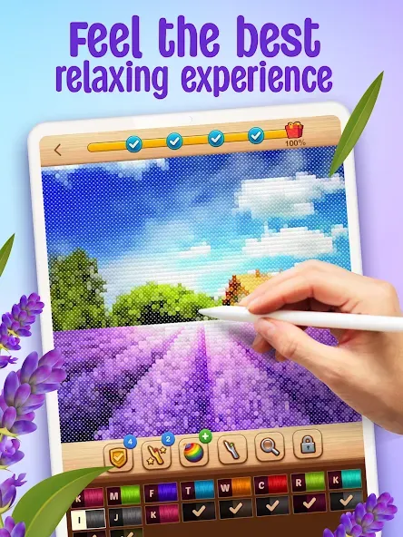 Взломанная Cross-Stitch: Coloring Book на Андроид — Много денег — скриншот 5