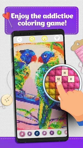 Взломанная Cross Stitch Coloring Art на Андроид — Все разблокировано — скриншот 1