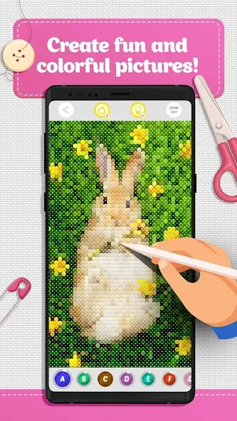 Взломанная Cross Stitch Coloring Art на Андроид — Все разблокировано — скриншот 3