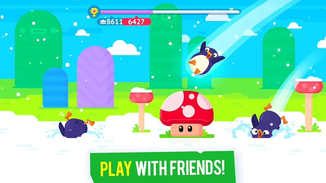 Bouncemasters: Penguin Games Mod APK Много денег и алмазов — Скачать на Андроид — скриншот 3