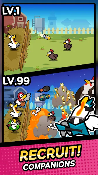 Duck vs Chicken : Idle Defense — Мод: Много денег и кристаллов — скриншот 2