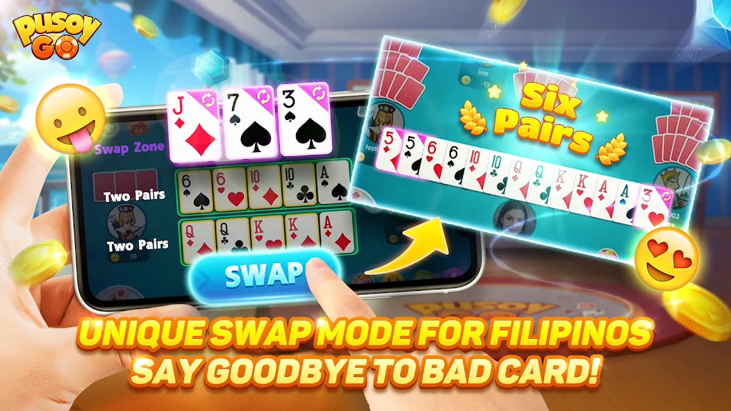 Скачать Pusoy Go-Competitive 13 Cards — Модификация Много денег и золота — скриншот 4 Скачать Pusoy Go-Competitive 13 Cards — Модификация Много денег и золота — скриншот 4