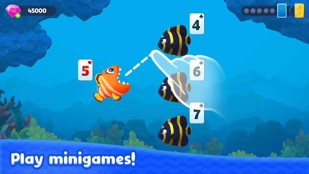 Fishdom Solitaire MOD — Много денег на Андроид — скриншот 1