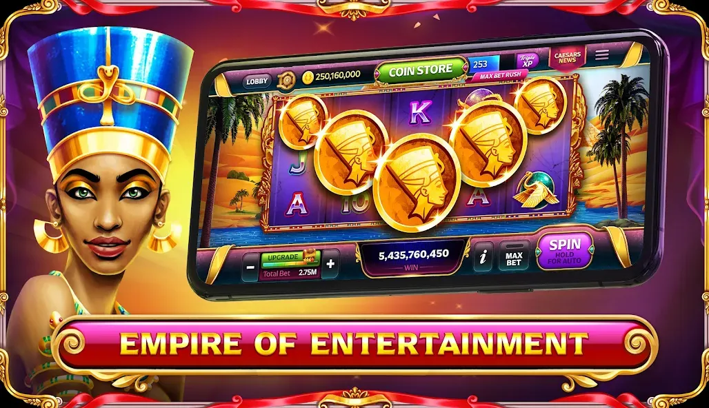 Скачать взломанную Caesars Slots: Casino Games — Много денег и монет — скриншот 5