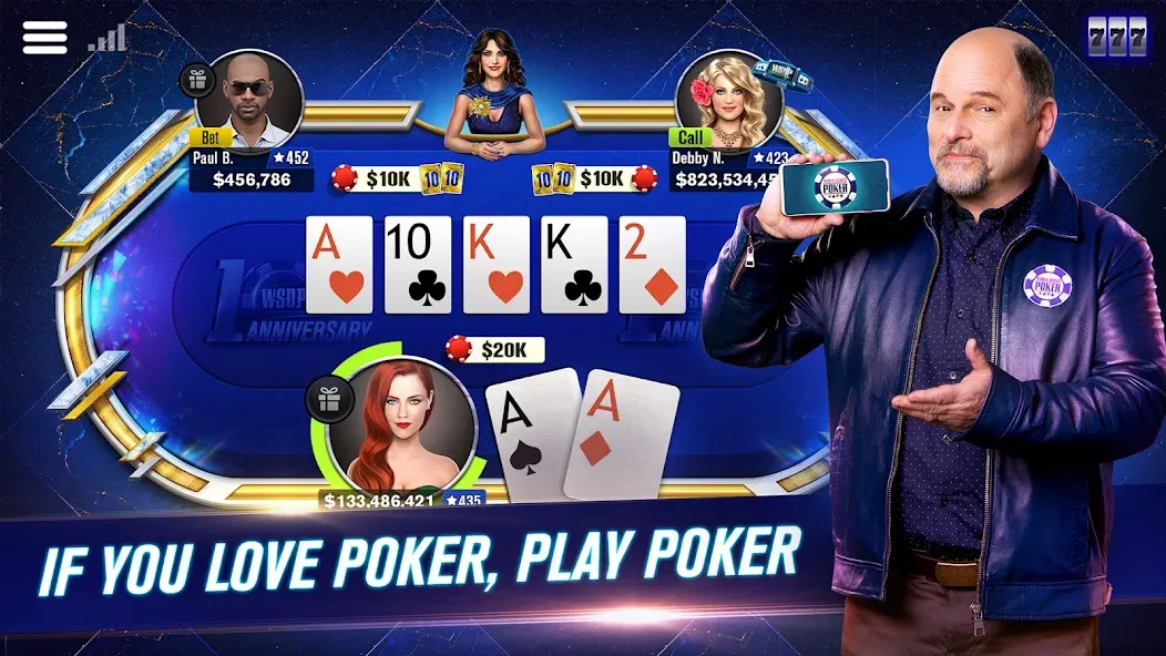 Взломанная WSOP Poker: Texas Holdem Game на Андроид — Много денег и фишек — скриншот 1
