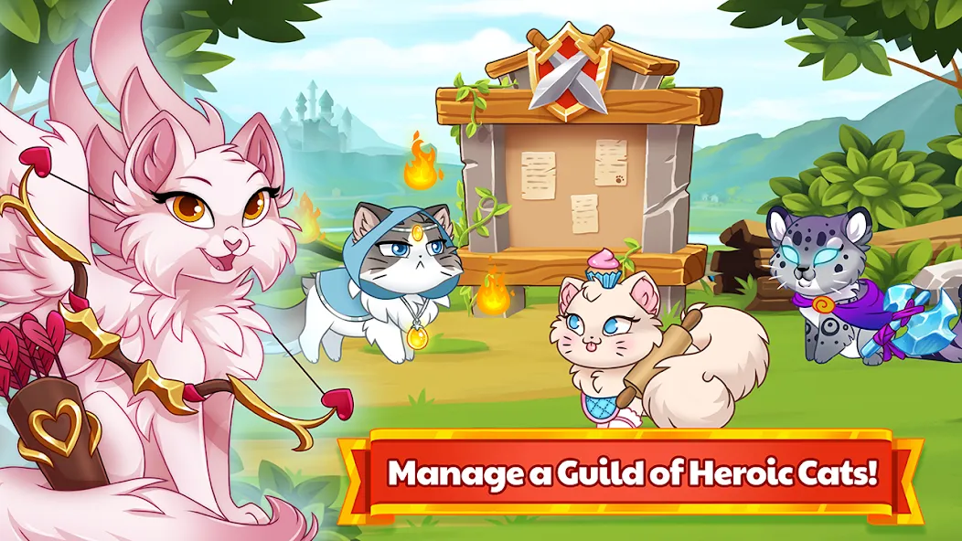 Castle Cats - Idle Hero RPG — Мод: Много денег и кристаллов — скриншот 1