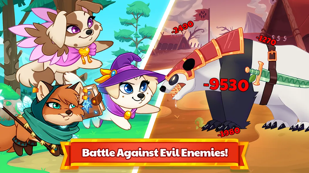 Скачать Dungeon Dogs - Idle RPG (Мод: Много денег и кристаллов) на Андроид — скриншот 4 Скачать Dungeon Dogs - Idle RPG (Мод: Много денег и кристаллов) на Андроид — скриншот 4