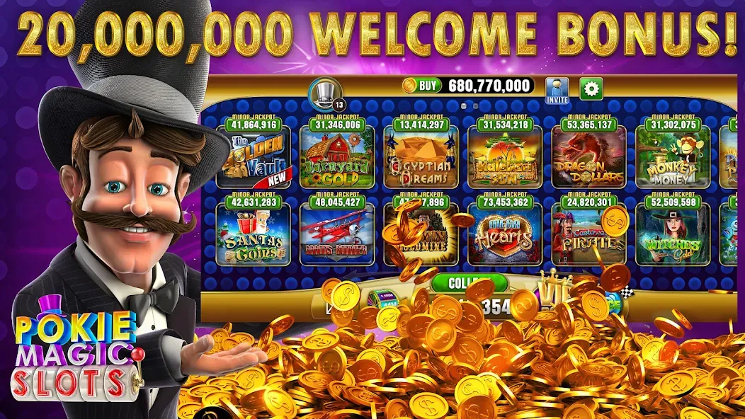 Скачать Pokie Magic Casino Slots с модом — Много монет и вращений — скриншот 1