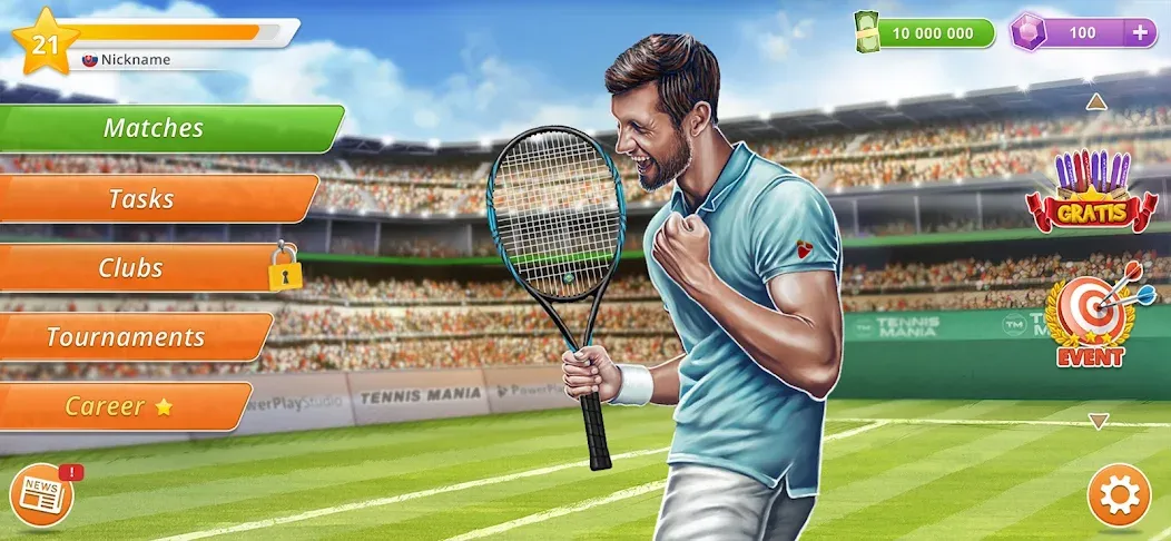 Взлом Tennis Mania Mobile — Много денег — скриншот 2