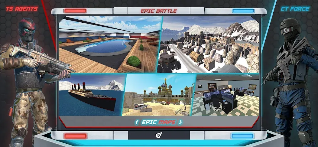 Epic Battle CS:FPS Mobile Game MOD — Много денег и бессмертие на Андроид — скриншот 2 Epic Battle CS:FPS Mobile Game MOD — Много денег и бессмертие на Андроид — скриншот 2
