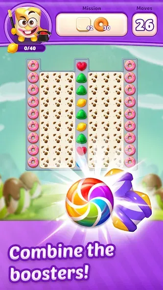 Скачать Lollipop Sweet Heroes Match3 на Android — Много денег и жизней — скриншот 3
