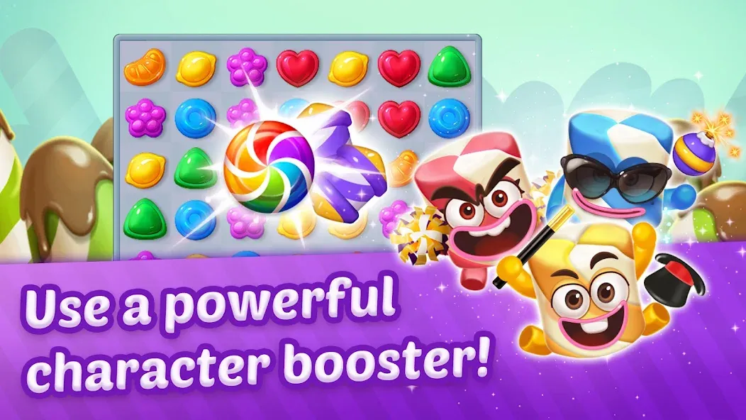 Скачать Lollipop Sweet Heroes Match3 на Android — Много денег и жизней — скриншот 4