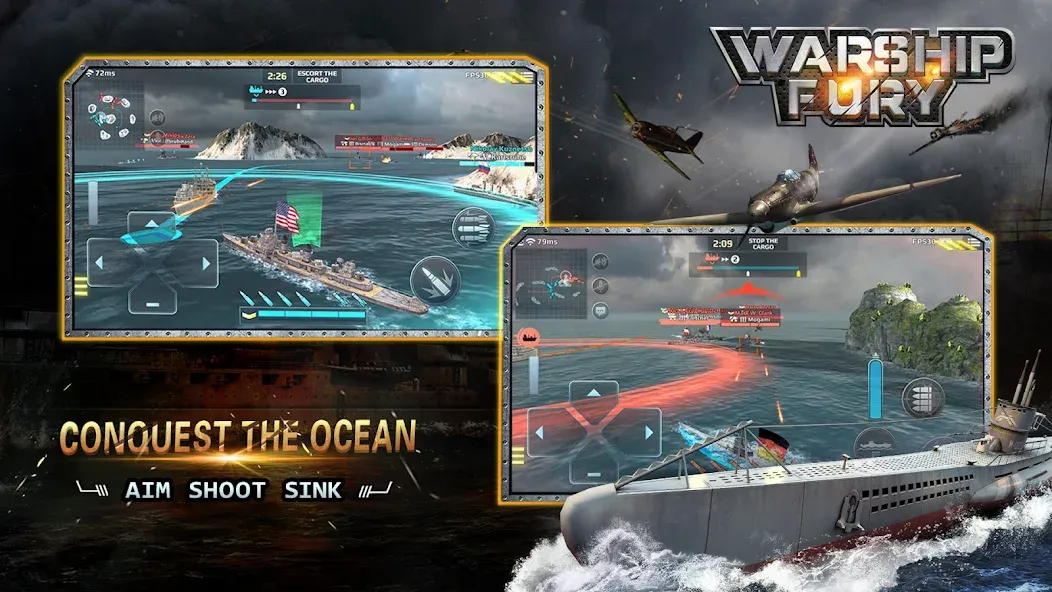 Скачать Warship Fury (Мод: Много денег и бессмертие) на Андроид — скриншот 3