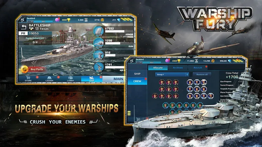 Скачать Warship Fury (Мод: Много денег и бессмертие) на Андроид — скриншот 4