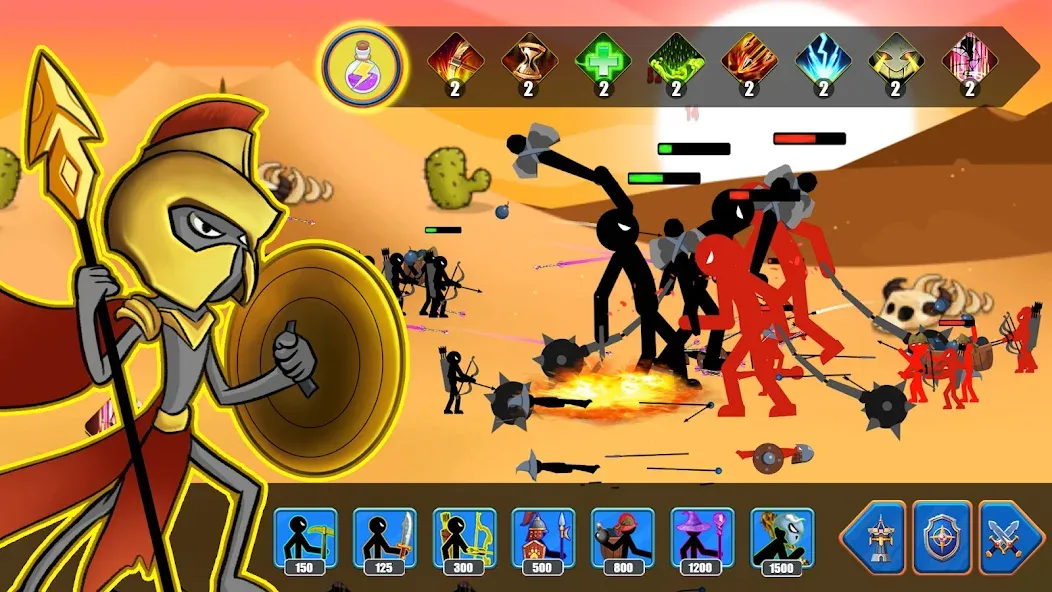 Взломанная Stick Battle : War of Stick на Андроид — Много денег и кристаллов — скриншот 2 Взломанная Stick Battle : War of Stick на Андроид — Много денег и кристаллов — скриншот 2