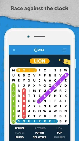 Infinite Word Search Puzzles — Взломанная версия (Все слова открыты) — скриншот 1