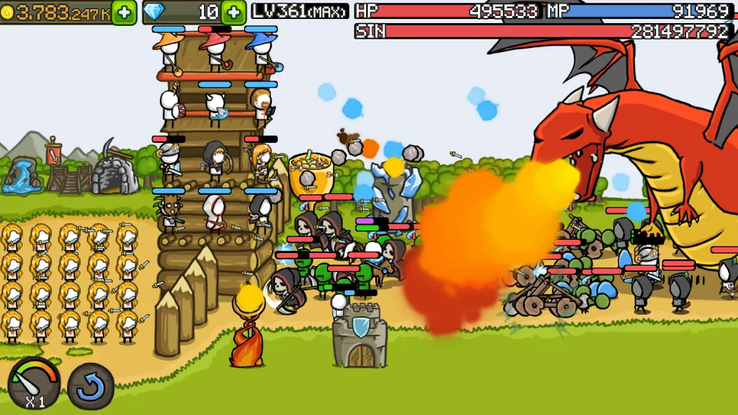 Скачать Grow Castle - Tower Defense на Android — Много денег и кристаллов — скриншот 3