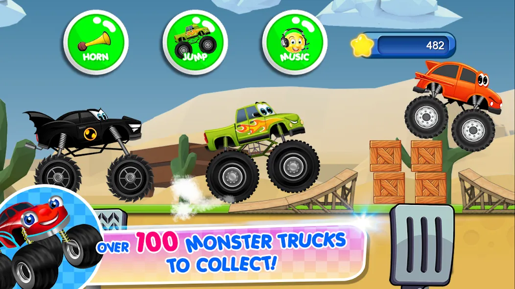 Скачать взлом Monster Trucks Game for Kids 2 на Андроид — Все машины разблокированы — скриншот 2