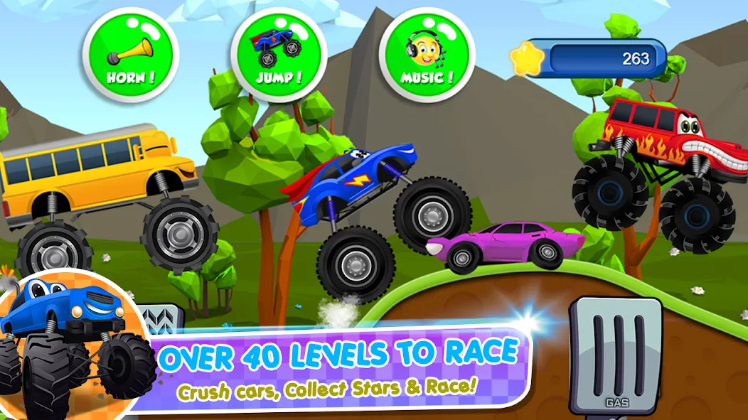 Скачать взлом Monster Trucks Game for Kids 2 на Андроид — Все машины разблокированы — скриншот 4