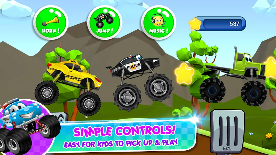 Скачать взлом Monster Trucks Game for Kids 2 на Андроид — Все машины разблокированы — скриншот 5