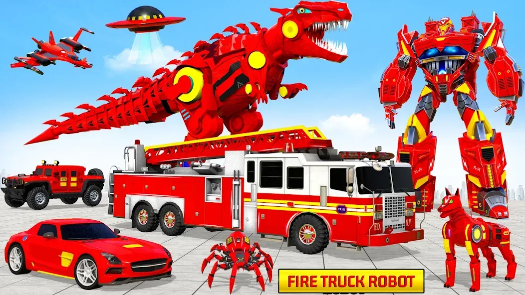 Скачать Fire Truck Robot Car Game на Андроид — Много денег и всё разблокировано — скриншот 2