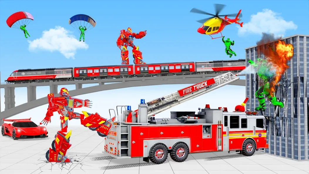 Скачать Fire Truck Robot Car Game на Андроид — Много денег и всё разблокировано — скриншот 3