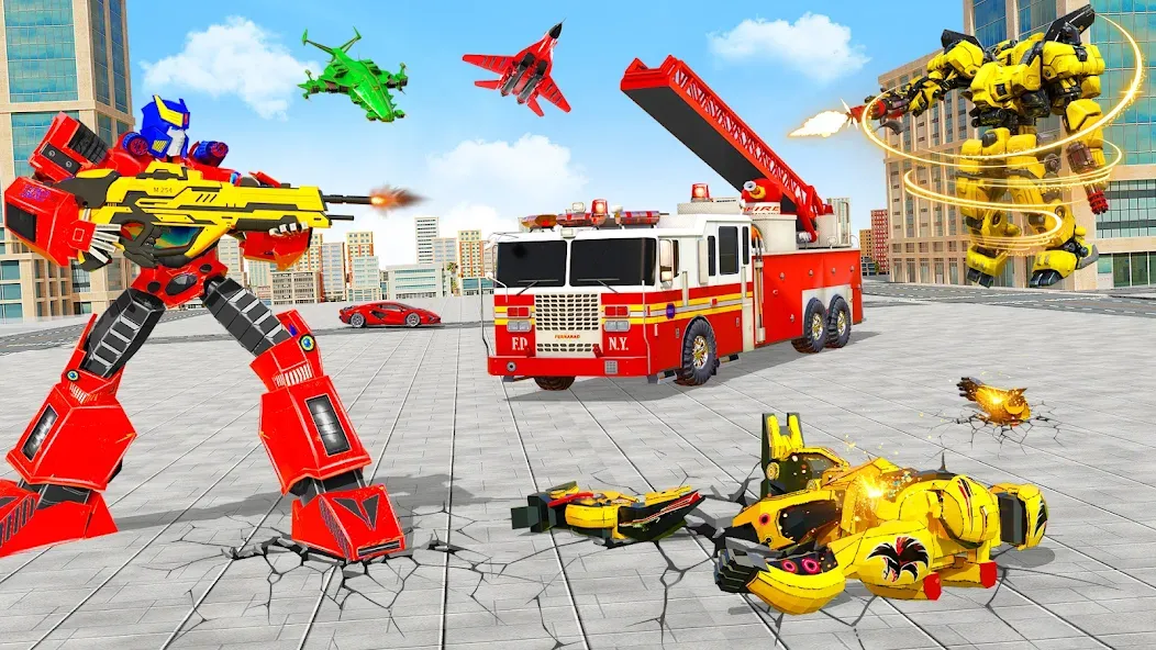 Скачать Fire Truck Robot Car Game на Андроид — Много денег и всё разблокировано — скриншот 5