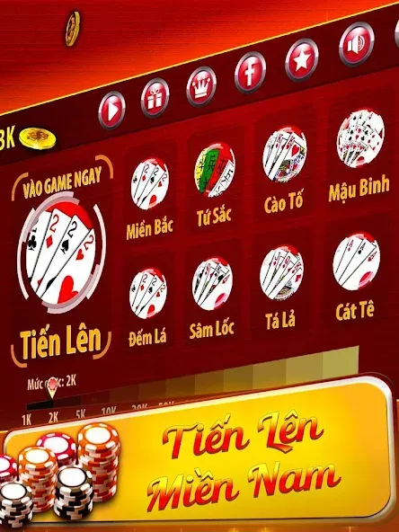 Взломанная Tiến Lên Miền Nam - Tien Len на Андроид — Много денег — скриншот 1