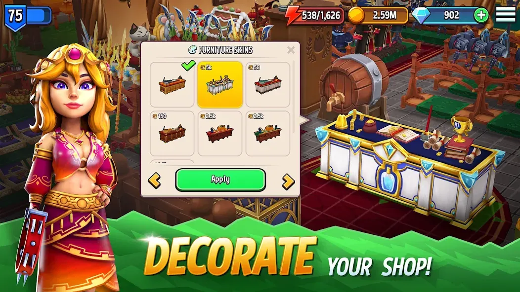Shop Titans: RPG Idle Tycoon (Мод Много денег) — скриншот 3