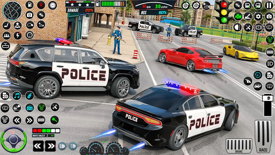 Скачать US Police Car Parking - King (Мод: Много денег) на Андроид — скриншот 2